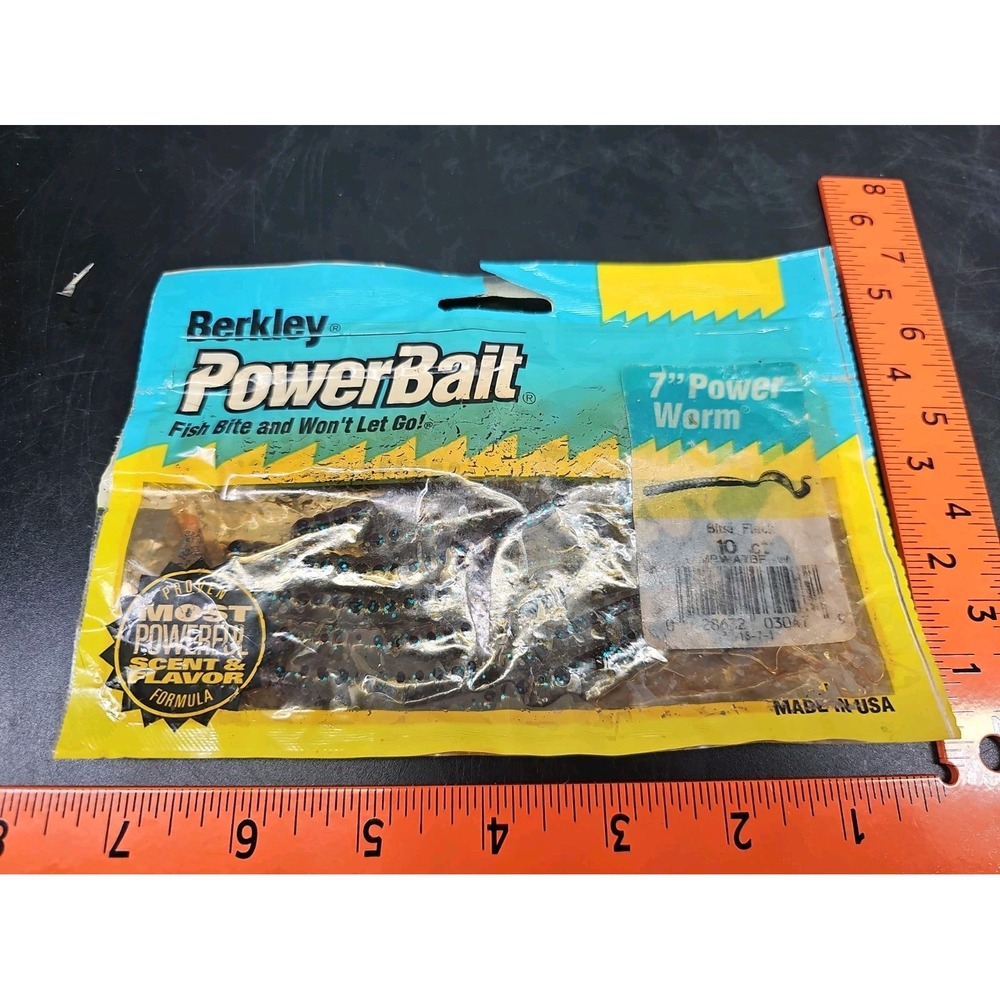 Berkley Powerbait 7" Power Worm 10 pack BLUE FECK  Large Mouth Bass FISHING